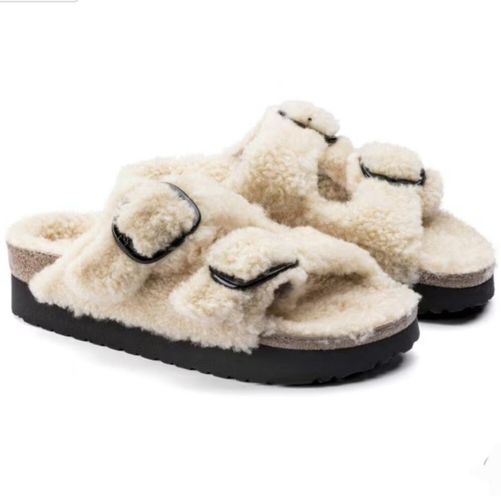 Birkenstock x Papillio Arizona Big Buckle Platform Teddy Sandals - Picture 5 of 8